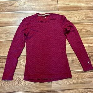 Women's Smartwool 250 Base Layer Maroon Chevron-Texture Long Sleeve Crew Top